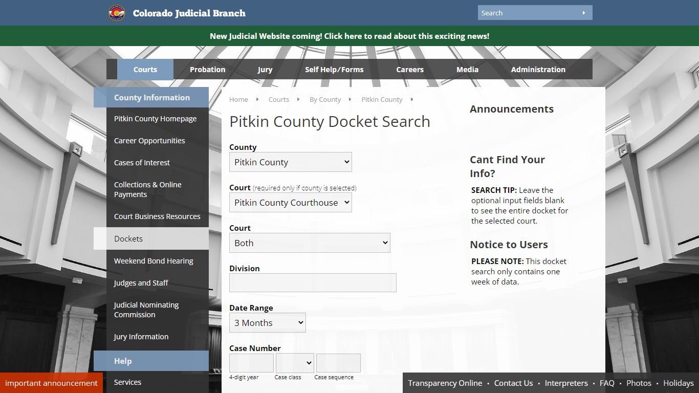 Colorado Judicial Branch - Pitkin County - Dockets